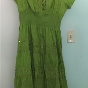 Green off the shoulder dress